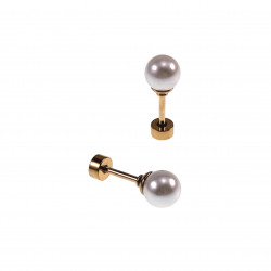 6mm Oorstekers - Parel Oorbellen - Kunstmatige - Goudkleurige RVS - Oorstekers met Draaisluiting - Oorbellen Dames