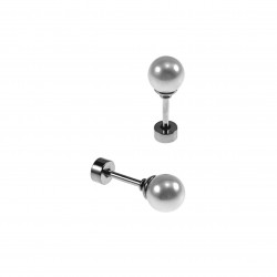 6mm Oorstekers - Kunstmatige Parel Oorbellen Dames - Zilverkleurige RVS