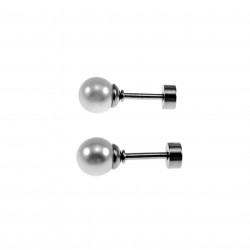 6mm Oorstekers - Kunstmatige Parel Oorbellen Dames - Zilverkleurige RVS