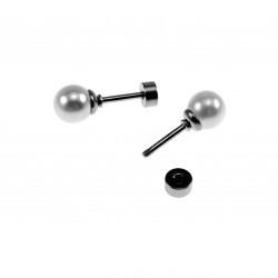 6mm Oorstekers - Kunstmatige Parel Oorbellen Dames - Zilverkleurige RVS