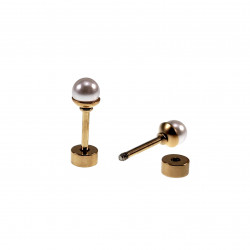 4mm Oorstekers - Parel Oorbellen - Kunstmatige - Goudkleurige RVS - Oorstekers met Draaisluiting - Oorbellen Dames