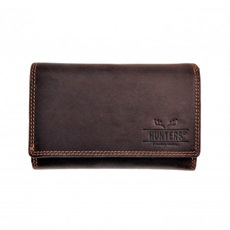 Overslag Portemonnee Dames RFID Protected Anti Donkerbruin Buffelleer