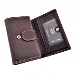 Overslag Portemonnee Dames RFID Protected Anti Donkerbruin Buffelleer