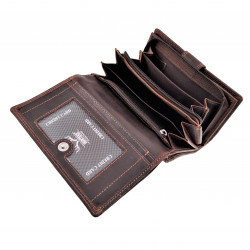 Overslag Portemonnee Dames RFID Protected Anti Donkerbruin Buffelleer