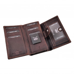 Overslag Portemonnee Dames RFID Protected Anti Donkerbruin Buffelleer