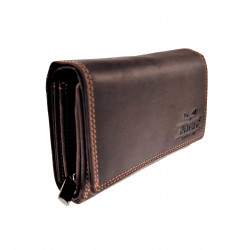 Overslag Portemonnee Dames RFID Protected Anti Donkerbruin Buffelleer