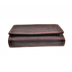 Overslag Portemonnee Dames RFID Protected Anti Donkerbruin Buffelleer