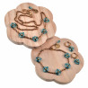 50 tot 55cm Ketting Dames - Verguld RVS - Goudkleurig - Ronde Schakelketting met Turquoise Bloemen - Verstelbaar
