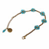 17 tot20 cm Dames - Verguld RVS  Schakelarmband  met Turquoise Bloemen
