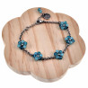 17 tot20 cm Dames Gepolijst RVS  Schakelarmband  met Turquoise Bloemen