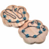 17 tot20 cm Dames Gepolijst RVS  Schakelarmband  met Turquoise Bloemen
