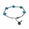 17 tot20 cm Dames Gepolijst RVS  Schakelarmband  met Turquoise Bloemen