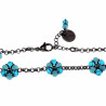 17 tot20 cm Dames Gepolijst RVS  Schakelarmband  met Turquoise Bloemen