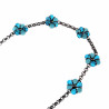 17 tot20 cm Dames Gepolijst RVS  Schakelarmband  met Turquoise Bloemen