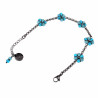 17 tot20 cm Dames Gepolijst RVS  Schakelarmband  met Turquoise Bloemen