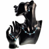 17 tot20 cm Dames Gepolijst RVS  Schakelarmband  met Turquoise Bloemen