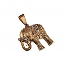 32mm x 28mm Olifant Hanger Unisex - Gepolist Goudkleurig RVS - Geluk Olifanthanger Dames - Heren