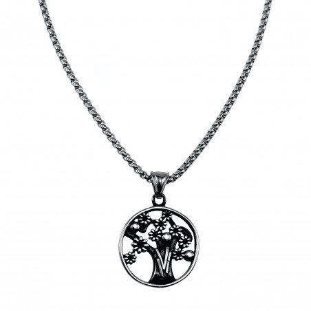 60cm x 3mm Jasseron ketting + Levensboom Hanger Dames - RVS