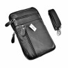 Telefoontasje Unisex - Zwart Echt Leer - Riemtasje - Schoudertas