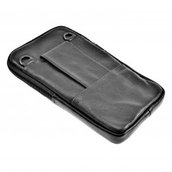 Telefoontasje Unisex - Zwart Echt Leer - Riemtasje - Schoudertas