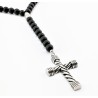 Matte Onyx Kralen Ketting met Kruis - Heren Rozenkrans