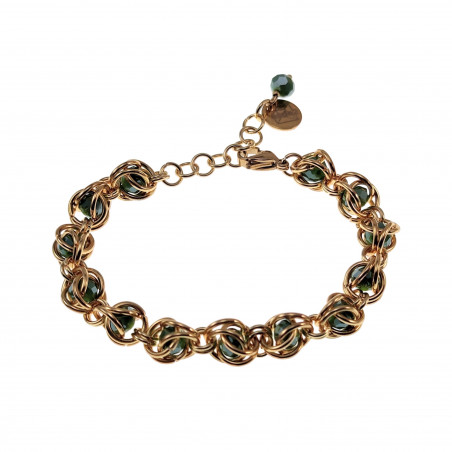17 tot20 cm Dames Gepolijst RVS  Schakelarmband  met Turquoise Bloemen
