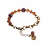 Verguld RVS Armband met Geeloranje Kristallen Bruin Murano Glaskralen