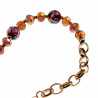 Verguld RVS Armband met Geeloranje Kristallen Bruin Murano Glaskralen