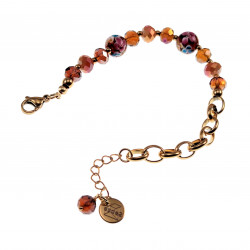 Verguld RVS Armband met Geeloranje Kristallen Bruin Murano Glaskralen