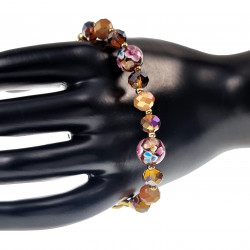 Verguld RVS Armband met Geeloranje Kristallen Bruin Murano Glaskralen