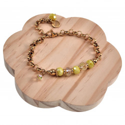 16 tot 20cm Dames Verguld RVS Ronde Schakelarmband met Gele Kristallen