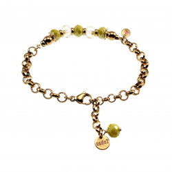 16 tot 20cm Dames Verguld RVS Ronde Schakelarmband met Gele Kristallen