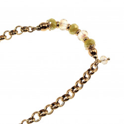 16 tot 20cm Dames Verguld RVS Ronde Schakelarmband met Gele Kristallen