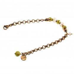 16 tot 20cm Dames Verguld RVS Ronde Schakelarmband met Gele Kristallen