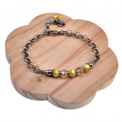 16 - 20cm Dames Gepolijst RVS Ronde Schakelarmband met Gele Kristallen