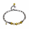 16 - 20cm Dames Gepolijst RVS Ronde Schakelarmband met Gele Kristallen