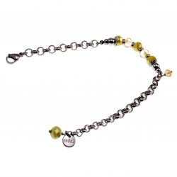 16 - 20cm Dames Gepolijst RVS Ronde Schakelarmband met Gele Kristallen
