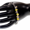 16 - 20cm Dames Gepolijst RVS Ronde Schakelarmband met Gele Kristallen