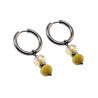 Dames - Verguld RVS Oorringen met Gele Gefacetteerde Kristal Hanger