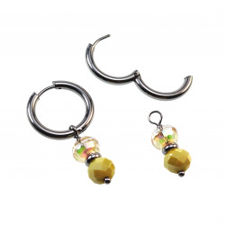 Dames - Verguld RVS Oorringen met Gele Gefacetteerde Kristal Hanger