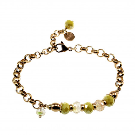 16 tot 20cm Dames Verguld RVS Ronde Schakelarmband met Gele Kristallen