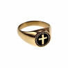 Zegelring Unisex - Goudkleurig RVS - Verguld Stalen Ring met Kruis - Dames - Heren