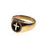 Zegelring Unisex - Goudkleurig RVS - Verguld Stalen Ring met Kruis - Dames - Heren