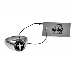 Zegelring Unisex - Gepolijst RVS - Stalen Ring met Kruis - Dames - Heren