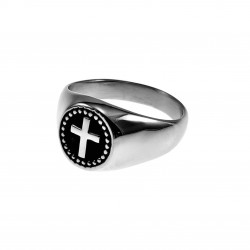 Zegelring Unisex - Gepolijst RVS - Stalen Ring met Kruis - Dames - Heren