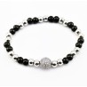SP Jewelry - Zilverkleurige-Zwarte RVS Kralen Armband - Zirkonia's-Bal