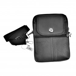 Telefoontas Unisex - Zwart Echt Leer - Heuptas - Schoudertas - Crossbodytas - Compacte Telefoons Tas