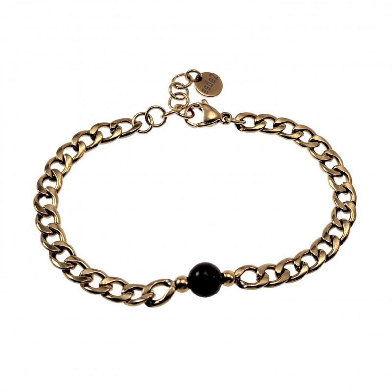 19 tot 22cm Unisex Verguld RVS Cubaanse Schakelarmband met Tijgeroog 19 tot 22cm Unisex Verguld RVS Cubaanse Schakelarmband met Tijgeroog