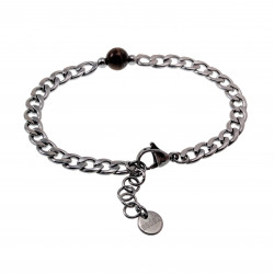 19 tot 22cm Unisex Gepolist RVS Cubaanse Schakelarmband met Tijgeroog