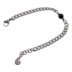 19 tot 22cm Unisex Gepolist RVS Cubaanse Schakelarmband met Tijgeroog